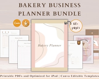 Planificador de negocios para panaderías / Planificador digital y plantillas / Pedidos, presupuesto, facturas, tarjetas, pegatinas - Estilo moderno