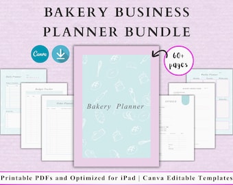 Planificador de negocios para panadería: plantillas digitales, imprimibles y de Canva; factura, formulario de pedido y presupuesto (color pastel)