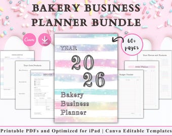 Planificador de negocios para panaderías: plantillas digitales, imprimibles y de Canva; factura, formulario de pedido y presupuesto - Estilo divertido