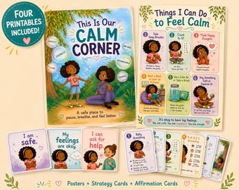 Calm Corner Printable Bundle – Affirmation, Coping Strategy Cards, Poster (Digital Download)
