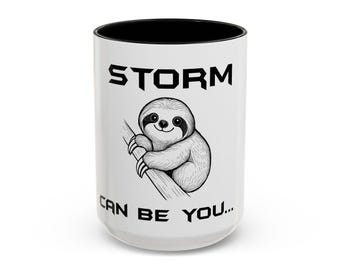 Storm Can Be You Sloth Coffee Mug | Cute Sloth Illustration, Accent Handle Mug