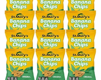 St Mary's Banana Chips 12-Pack Original or Extra Crunchy Snacks Perfect for Any Occasion