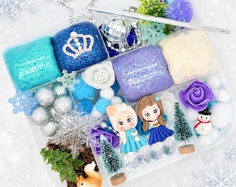 Snow Princess Playdough Kit Frozen Gift for Girl Playdoh Kit Play Dough Gift Idea Play Doh Sensory Kit Frozen Birthday Gift Princess Favor