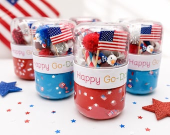 Fourth of July Playdough Kit for Kids Patriotic Activity Summer Sensory Kit USA Toy Independence Day Play Dough Vacation Travel Play