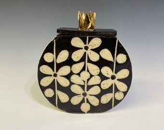 Mid Century Modern Ceramic Sugar Bowl, Handmade Tea Bag Holder