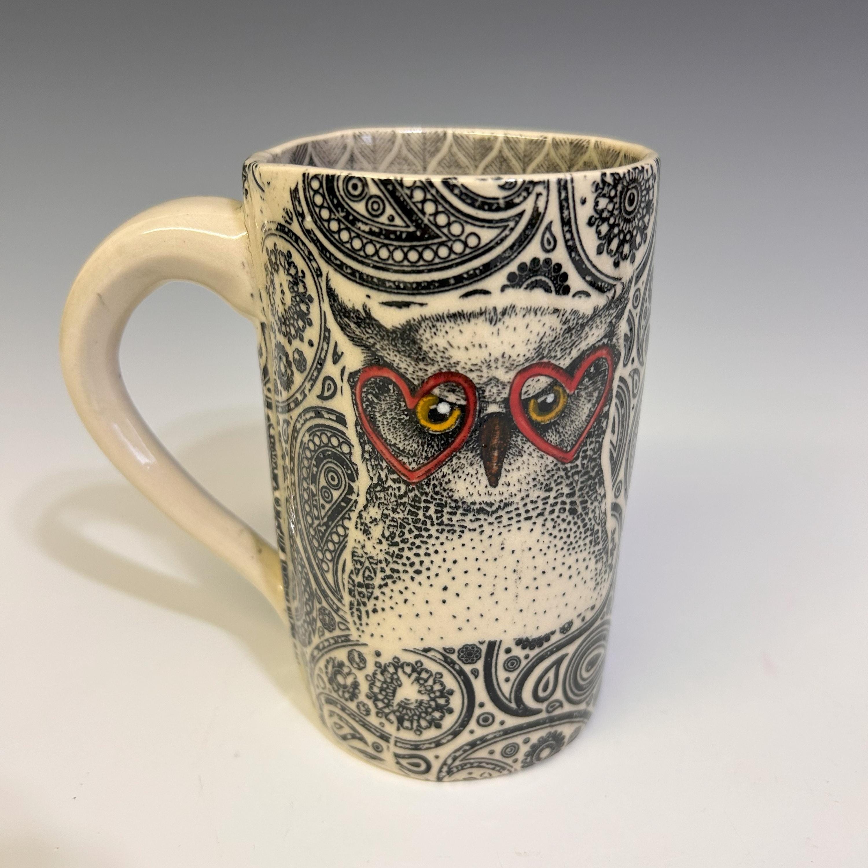 Large Ceramic Owl Mug Handmade