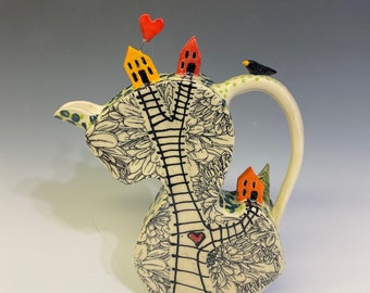 Tiny Village Teapot, Handmade Ceramic Teapot