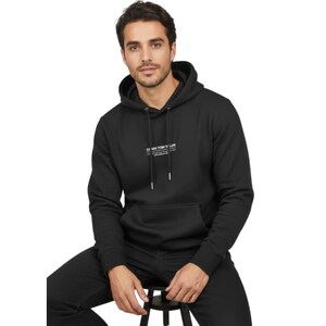 Black Fleece Hoodie for Men | Cozy Winter Pullover Sweatshirt