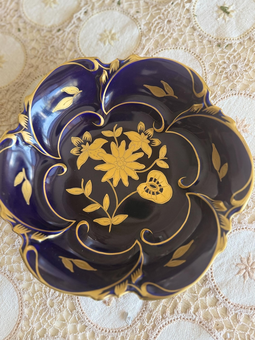 JLMENAU Graf Von Henneberg Echt Kobalt 8 Vintage Bowl Porcelain Blue 