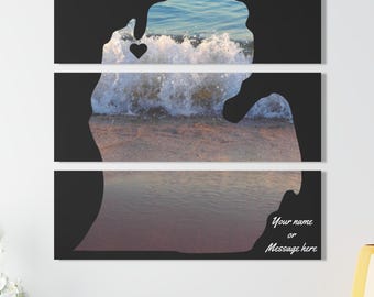 Michigan Beach Wave Acrylic Prints | Custom Name or Message. Optional. Traverse City Heart. Multiple color options