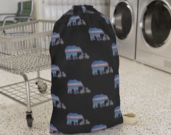 laundry bag | Mama bear with cubs. Michigan Sand Dunes. Lake Michigan. Multiple color options