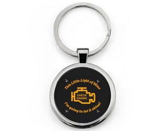 Check Engine Icon Keychain Stainless Steel - Funny gift for new drivers - Multiple Colors