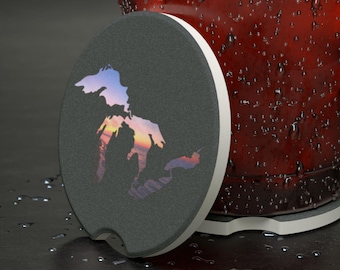 Posavasos para coche Great Lakes Sunset / Portavasos de esteatita - Varias opciones de color