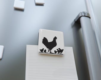 Hen and Chicks Porcelain Magnet - Michigan Chicken Lovers - Multiple Color Options