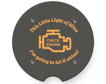 Check Engine Light Car Coaster | Soapstone - Multiple colors - Fun gift - First time driver