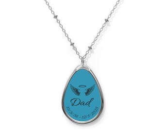 Memorial Necklace - Pendant Keepsake - Angel Wings and a Halo - Multiple Colors