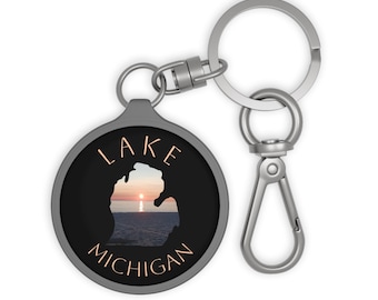 Lake Michigan Keyring Tag | Round Photo Keychain. 6 color options.