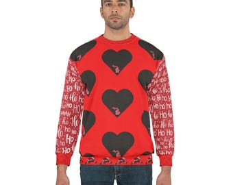 Michigan Heart Ugly Christmas Sweater. Ho Ho Ho. Running Santa. Multiple Color Options