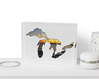 Great Lakes Sunset Photo Block | Sunset Landscape Acrylic Display
