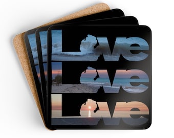 Lake Michigan sunset Coaster Set | Water and Waves. Beach. Multiple color options.