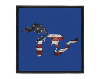 American Flag & The Great Lakes Patch -- Iron-On Patch -- Multiple Sizes