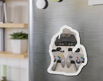 Retro N64 Console Die-Cut Magnet | Michigan shaped.. Multiple size options