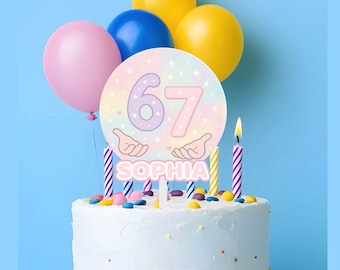 6 7 Cake Topper Birthday, six seven party, 6-7 Face Toppers, Six Seven girl, six seven cake topper, 6 7 Personalized , 6 7 girl cake topper