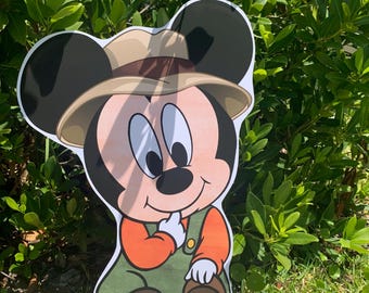 Mickey Safari Party Cutout Prop – Foam Board Decoration – Kids Birthday Photo Booth – Table Centerpiece – Mickey Safari Theme Party Decor
