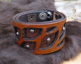 Abstract Leather Cuff, Basic Leather Bracelet