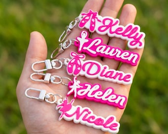Benutzerdefinierte Ballett Name Schlüsselbund, personalisierte PVC Tänzerin Taschenanhänger, Mädchen Reißverschluss