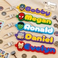 Personalized Superhero Face Keychain for Kids, Custom Comic Hero Backpack Tag, Boys Birthday Party Favor product logo