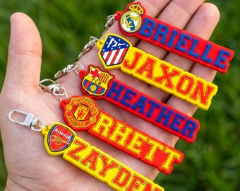 Personalisierte Fußball Mannschaft Schlüsselanhänger - Personalisiertes Team Logo & Name, Fußball Spieler Geschenk, Sport Mannschaft Schlüsselanhänger