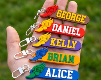 Benutzerdefinierte Leichtathletik Name Schlüsselbund, personalisierte Läufer Taschenanhänger, PVC Track Team Schlüsselanhänger, Cross Country Geschenk, Laufen Rucksackanhänger