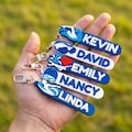 Custom Swimming Name Keychain, Personalized Swimmer Bag Charm, PVC Swim Team Keyring, Swim Backpack Tag, Swimmer Gift product logo