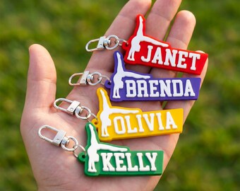 Benutzerdefinierte Turner Name Schlüsselbund, personalisierte Gymnastik Taschenanhänger, PVC Gym Bag Tag, benutzerdefinierte Name Schlüsselanhänger, Gymnastik Team Geschenk, Turner Tag