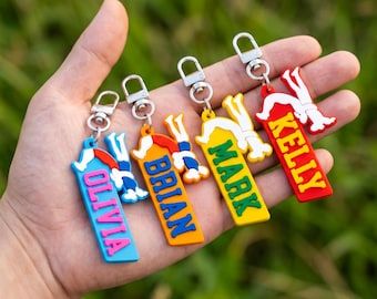 Benutzerdefinierte Wrestling Name Schlüsselbund, personalisierte PVC Taschenanhänger, Wrestler Schlüsselanhänger, personalisierte Sport Rucksack Anhänger, Wrestling Team Geschenk, benutzerdefinierte Namensschild