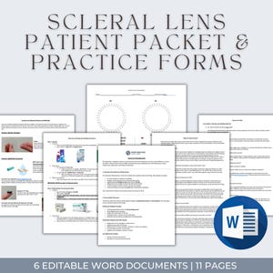 Scleral Lens Patient Packet & Practice Forms Bundle | Edit, Customize, and Add Logo | For Optometrists | Lens Contract | DIGITAL DOWNLOAD