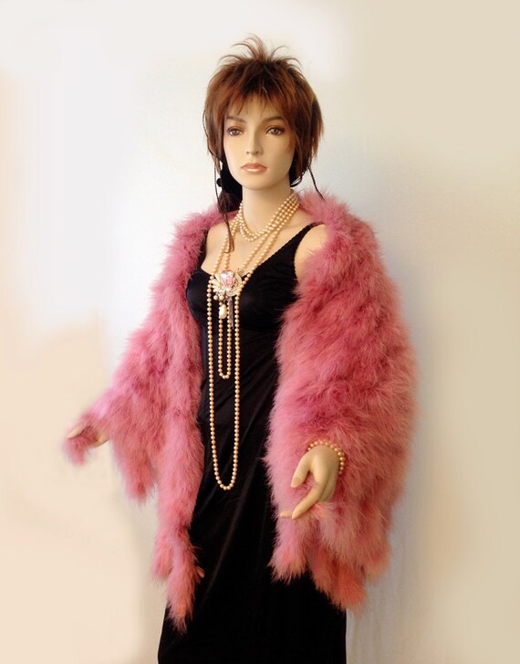 Dusty Rose Mirabeau Feather Shawl, Feather Tails,