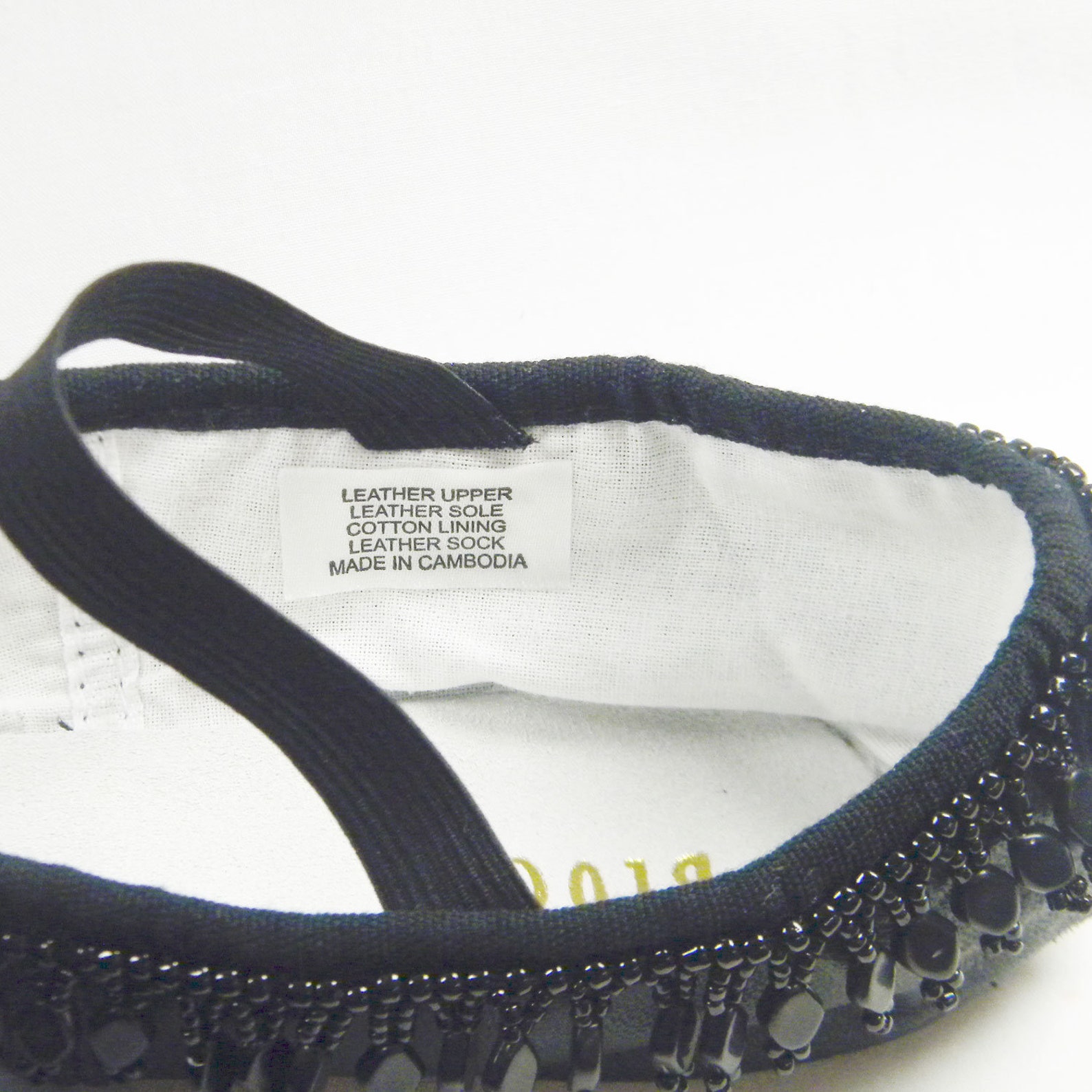 beaded ballet slippers, black leather bloch dance shoes, size 6.5b