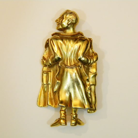 Flasher Brooch, Man With Open Trench Coat, Large … - image 1
