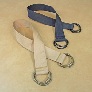 Furoshiki Bag Strap with D Rings, Black, White or Tan, Heavy Dacron Webbing