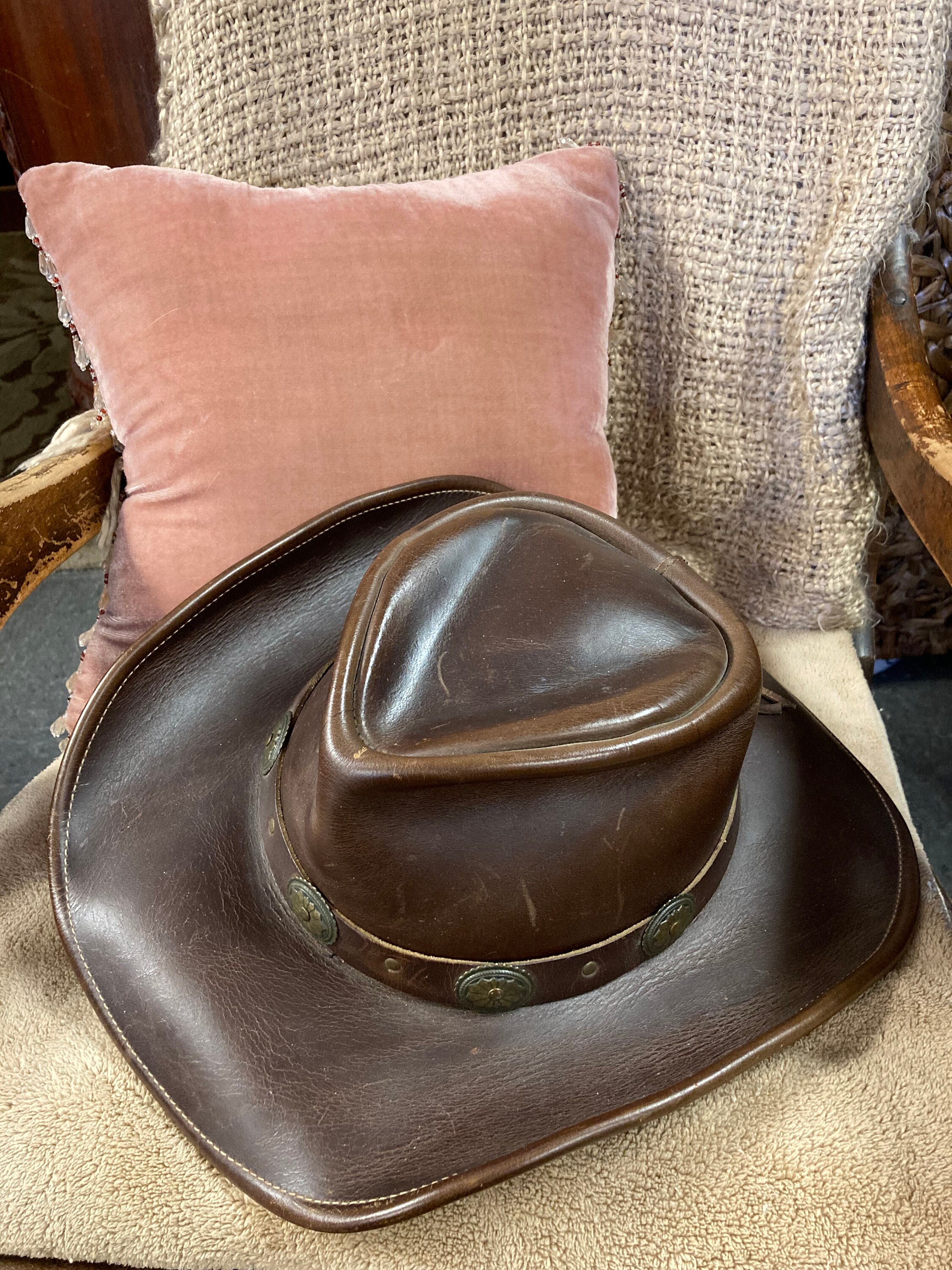 Henschel Hat, Brown Leather, Concho Band, Size Small - Etsy Henschel Hat, Brown Leather, Concho Band, Size Small - Etsy