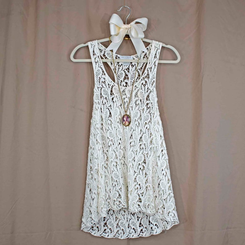 Vintage Off White Lace Tunic