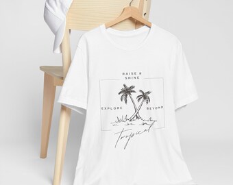Tropical Palm Sketch Graphic T-Shirt, Unisex Cotton Tee