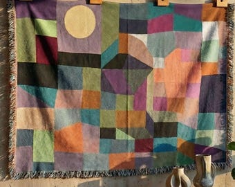 Paul Klee Woven Art Blanket – "Fire at Full Moon" Jacquard Tapestry