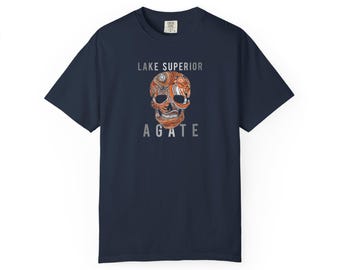 Lake Superior Agate Skull T Shirt, Unisex Regular Tee by Comfort Colors