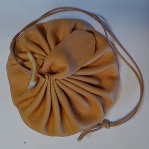 4" Deerskin Leather Drawstring pouch circle coin pouch gem bag
