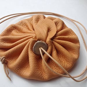 5&quot; Deerskin Leather Drawstring pouch coin, circle bag