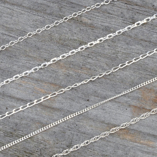 Trace Chain In Solid Sterling Silver, 14", 16", 18", 20", Silver Chain Made in England