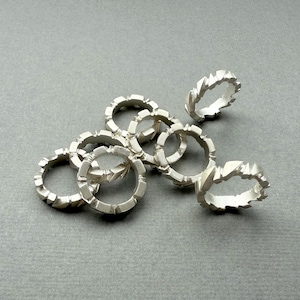 Gebeeldhouwde ringgegoten in massief sterlingzilver, halfafgewerkte gegoten zilveren ring, VK-maat J, Amerikaanse maat 5